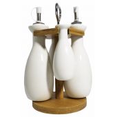 Set Of 5 Ceramic bottles with Wooden Base